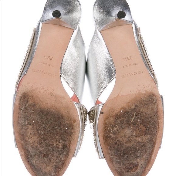 ROCHAS Leather Crystal Embellishments Slides - Picture 5 of 5